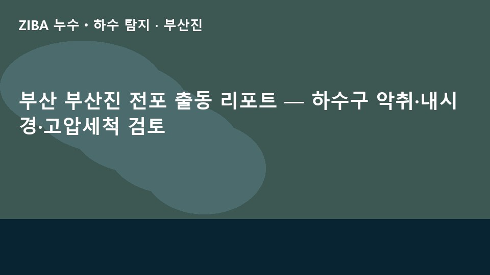 부산 부산진 전포 출동 리포트 — 하수구 악취·내시경·고압세척 검토